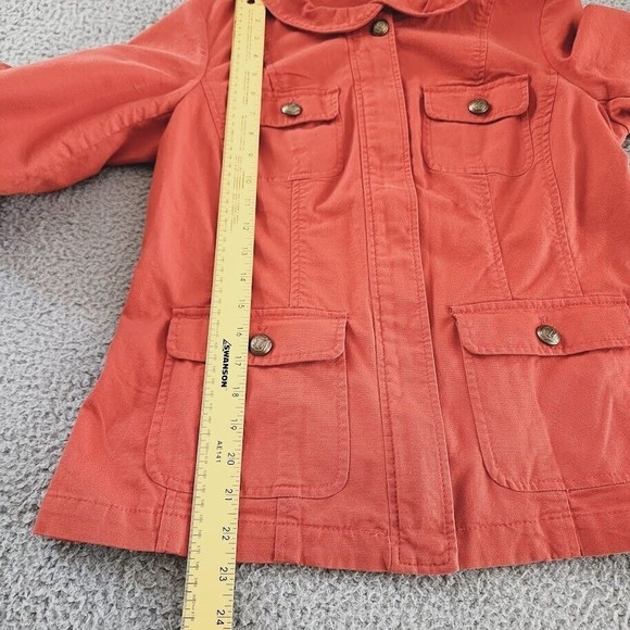 Talbots Jacket Womens Size 4 Orange Cotton Blend Denim Full Zip Grandmacore - Picture 9 of 12